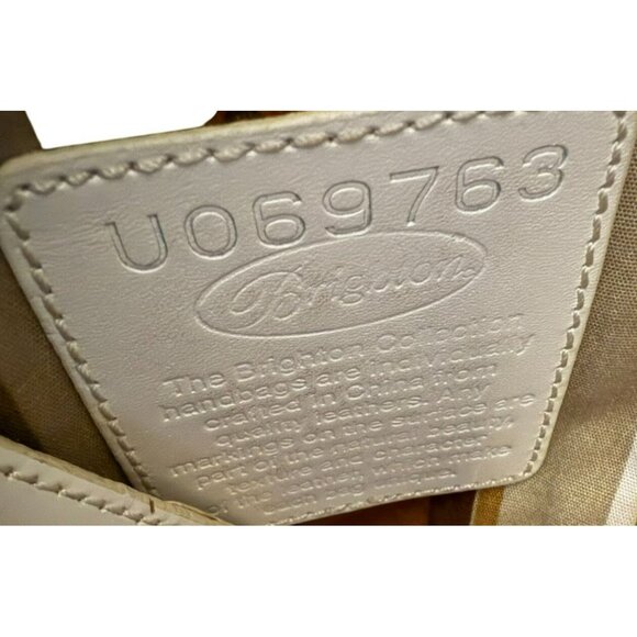 Brighton Cream Pebbled Leather Shoulder Tote Bag With Floral Metal Accents - Picture 9 of 12